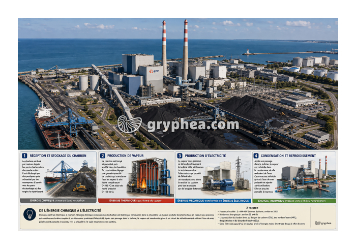 Production d'électricité dans une centrale thermique à charbon - gryphea.org